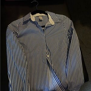 H&M Blue and White Striped Button-Down Shirt